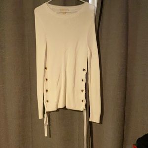 White Michael kors tie up sweater